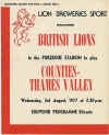 03/08/1977 : British Lions v Counties/Thames Valley 