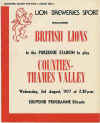 03/08/1977 : British Lions v Counties/Thames Valley