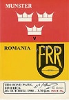 04/10/1980 : Munster v Romania