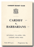 17/04/1976 : Cardiff v The Barbarians