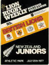 20/07/1977 : British Lions v New Zealand Juniors 
