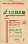23/12/1947 :  Australia v Pontypool, Talyawain and Blaenavon.