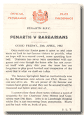20/04/1962 : Penarth v Barbarians